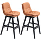 Scandinavian Wood Upholstered Counter Stools Low Back Bar Stools with Footrest Orange Black 2 Piece Set Clearhalo 'Bar Furniture' 'Bar Stools' 'bar_stools' 'furn' 'furn_bar_stools' 'furniture_bar_stools' 'Kitchen & Dining Furniture' 'kitchen&dining_furn' 'kitchen' 'kitchen_furn' Furniture' 4290142