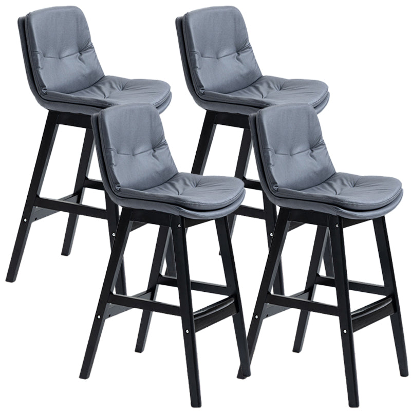 Scandinavian Wood Upholstered Counter Stools Low Back Bar Stools with Footrest Dark Gray Black 4 Piece Set Clearhalo 'Bar Furniture' 'Bar Stools' 'bar_stools' 'furn' 'furn_bar_stools' 'furniture_bar_stools' 'Kitchen & Dining Furniture' 'kitchen&dining_furn' 'kitchen' 'kitchen_furn' Furniture' 4290143