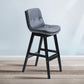 Scandinavian Wood Upholstered Counter Stools Low Back Bar Stools with Footrest Dark Gray Black 1 Piece Clearhalo 'Bar Furniture' 'Bar Stools' 'bar_stools' 'furn' 'furn_bar_stools' 'furniture_bar_stools' 'Kitchen & Dining Furniture' 'kitchen&dining_furn' 'kitchen' 'kitchen_furn' Furniture' 4290144