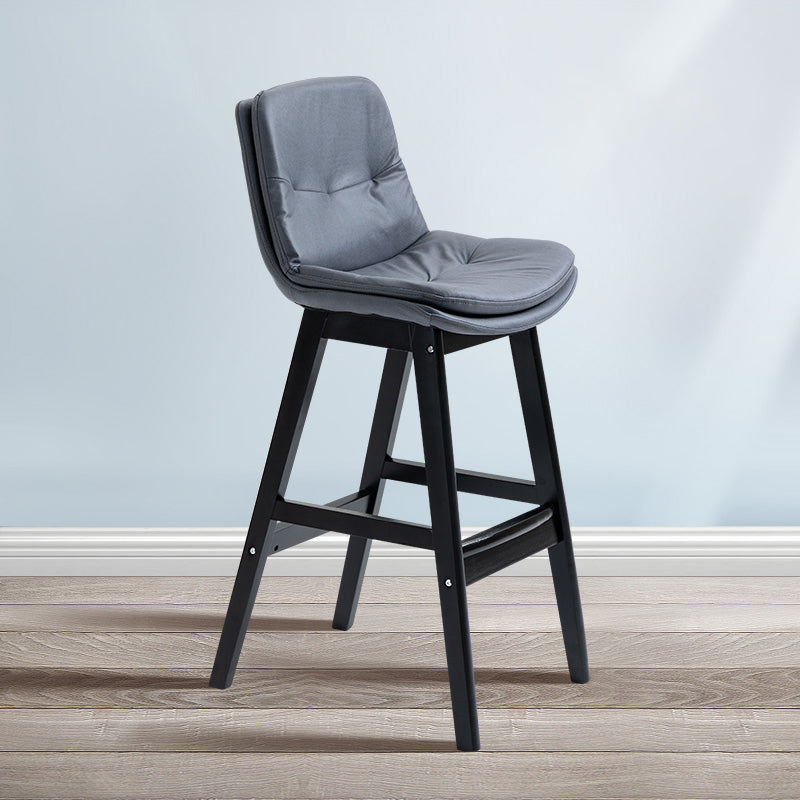 Scandinavian Wood Upholstered Counter Stools Low Back Bar Stools with Footrest Dark Gray Black 1 Piece Clearhalo 'Bar Furniture' 'Bar Stools' 'bar_stools' 'furn' 'furn_bar_stools' 'furniture_bar_stools' 'Kitchen & Dining Furniture' 'kitchen&dining_furn' 'kitchen' 'kitchen_furn' Furniture' 4290144