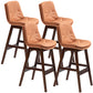 Scandinavian Wood Upholstered Counter Stools Low Back Bar Stools with Footrest Orange Brown 4 Piece Set Clearhalo 'Bar Furniture' 'Bar Stools' 'bar_stools' 'furn' 'furn_bar_stools' 'furniture_bar_stools' 'Kitchen & Dining Furniture' 'kitchen&dining_furn' 'kitchen' 'kitchen_furn' Furniture' 4290146