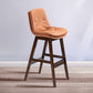 Scandinavian Wood Upholstered Counter Stools Low Back Bar Stools with Footrest Orange Brown 1 Piece Clearhalo 'Bar Furniture' 'Bar Stools' 'bar_stools' 'furn' 'furn_bar_stools' 'furniture_bar_stools' 'Kitchen & Dining Furniture' 'kitchen&dining_furn' 'kitchen' 'kitchen_furn' Furniture' 4290147