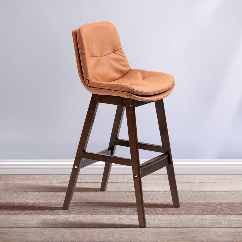 Scandinavian Wood Upholstered Counter Stools Low Back Bar Stools with Footrest Orange Brown 1 Piece Clearhalo 'Bar Furniture' 'Bar Stools' 'bar_stools' 'furn' 'furn_bar_stools' 'furniture_bar_stools' 'Kitchen & Dining Furniture' 'kitchen&dining_furn' 'kitchen' 'kitchen_furn' Furniture' 4290147