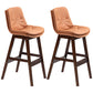 Scandinavian Wood Upholstered Counter Stools Low Back Bar Stools with Footrest Orange Brown 2 Piece Set Clearhalo 'Bar Furniture' 'Bar Stools' 'bar_stools' 'furn' 'furn_bar_stools' 'furniture_bar_stools' 'Kitchen & Dining Furniture' 'kitchen&dining_furn' 'kitchen' 'kitchen_furn' Furniture' 4290148