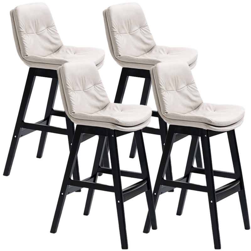Scandinavian Wood Upholstered Counter Stools Low Back Bar Stools with Footrest White Black 4 Piece Set Clearhalo 'Bar Furniture' 'Bar Stools' 'bar_stools' 'furn' 'furn_bar_stools' 'furniture_bar_stools' 'Kitchen & Dining Furniture' 'kitchen&dining_furn' 'kitchen' 'kitchen_furn' Furniture' 4290149