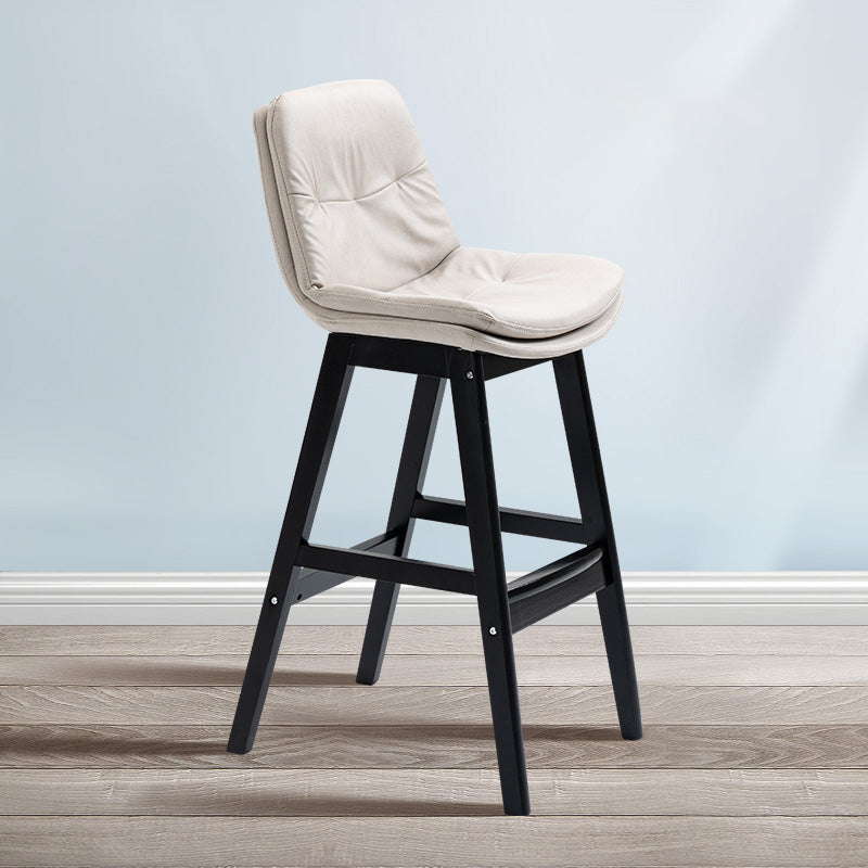 Scandinavian Wood Upholstered Counter Stools Low Back Bar Stools with Footrest White Black 1 Piece Clearhalo 'Bar Furniture' 'Bar Stools' 'bar_stools' 'furn' 'furn_bar_stools' 'furniture_bar_stools' 'Kitchen & Dining Furniture' 'kitchen&dining_furn' 'kitchen' 'kitchen_furn' Furniture' 4290150