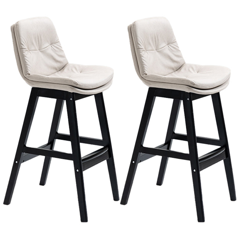 Scandinavian Wood Upholstered Counter Stools Low Back Bar Stools with Footrest White Black 2 Piece Set Clearhalo 'Bar Furniture' 'Bar Stools' 'bar_stools' 'furn' 'furn_bar_stools' 'furniture_bar_stools' 'Kitchen & Dining Furniture' 'kitchen&dining_furn' 'kitchen' 'kitchen_furn' Furniture' 4290151