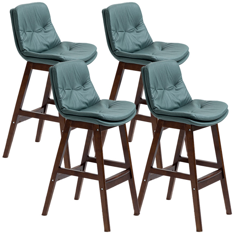 Scandinavian Wood Upholstered Counter Stools Low Back Bar Stools with Footrest Green Brown 4 Piece Set Clearhalo 'Bar Furniture' 'Bar Stools' 'bar_stools' 'furn' 'furn_bar_stools' 'furniture_bar_stools' 'Kitchen & Dining Furniture' 'kitchen&dining_furn' 'kitchen' 'kitchen_furn' Furniture' 4290152