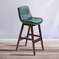 Scandinavian Wood Upholstered Counter Stools Low Back Bar Stools with Footrest Green Brown 1 Piece Clearhalo 'Bar Furniture' 'Bar Stools' 'bar_stools' 'furn' 'furn_bar_stools' 'furniture_bar_stools' 'Kitchen & Dining Furniture' 'kitchen&dining_furn' 'kitchen' 'kitchen_furn' Furniture' 4290153