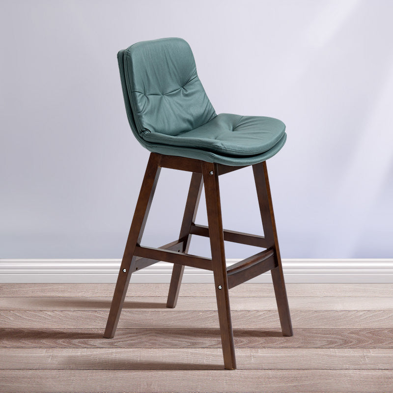 Scandinavian Wood Upholstered Counter Stools Low Back Bar Stools with Footrest Green Brown 1 Piece Clearhalo 'Bar Furniture' 'Bar Stools' 'bar_stools' 'furn' 'furn_bar_stools' 'furniture_bar_stools' 'Kitchen & Dining Furniture' 'kitchen&dining_furn' 'kitchen' 'kitchen_furn' Furniture' 4290153