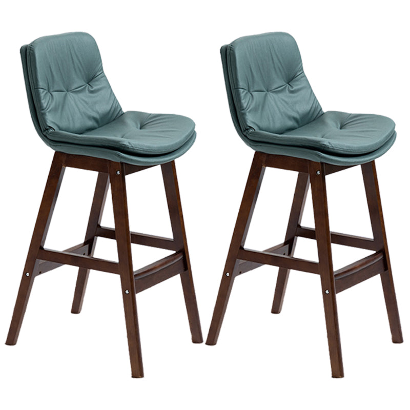 Scandinavian Wood Upholstered Counter Stools Low Back Bar Stools with Footrest Green Brown 2 Piece Set Clearhalo 'Bar Furniture' 'Bar Stools' 'bar_stools' 'furn' 'furn_bar_stools' 'furniture_bar_stools' 'Kitchen & Dining Furniture' 'kitchen&dining_furn' 'kitchen' 'kitchen_furn' Furniture' 4290154