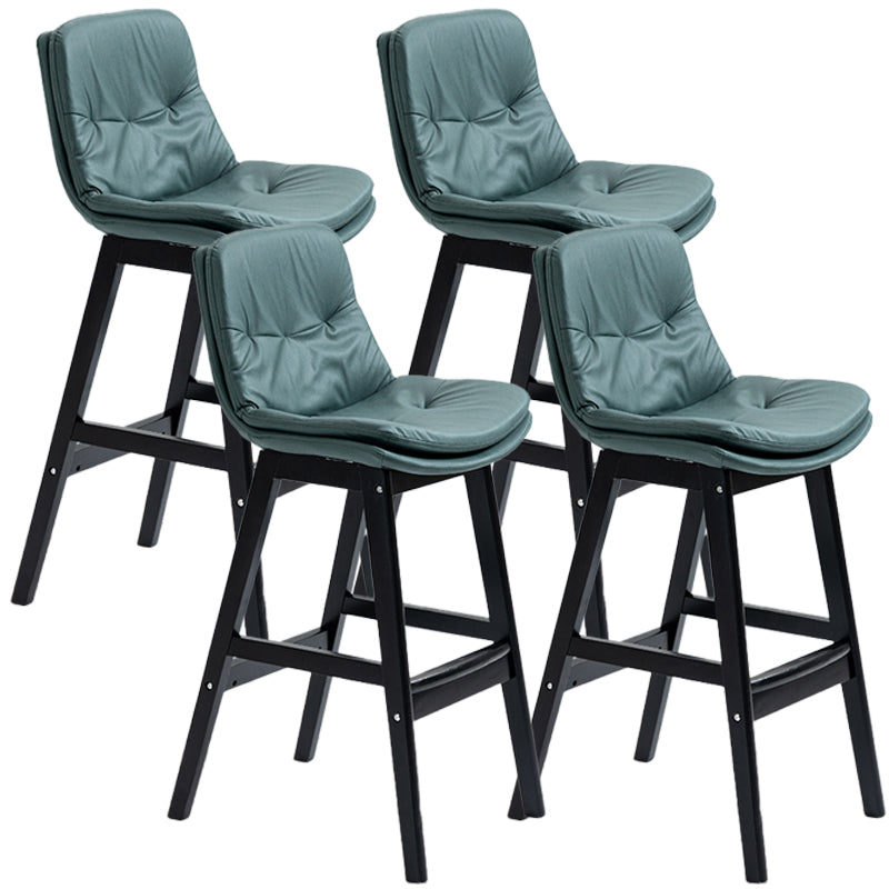 Scandinavian Wood Upholstered Counter Stools Low Back Bar Stools with Footrest Green Black 4 Piece Set Clearhalo 'Bar Furniture' 'Bar Stools' 'bar_stools' 'furn' 'furn_bar_stools' 'furniture_bar_stools' 'Kitchen & Dining Furniture' 'kitchen&dining_furn' 'kitchen' 'kitchen_furn' Furniture' 4290155