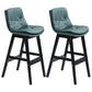Scandinavian Wood Upholstered Counter Stools Low Back Bar Stools with Footrest Green Black 2 Piece Set Clearhalo 'Bar Furniture' 'Bar Stools' 'bar_stools' 'furn' 'furn_bar_stools' 'furniture_bar_stools' 'Kitchen & Dining Furniture' 'kitchen&dining_furn' 'kitchen' 'kitchen_furn' Furniture' 4290157