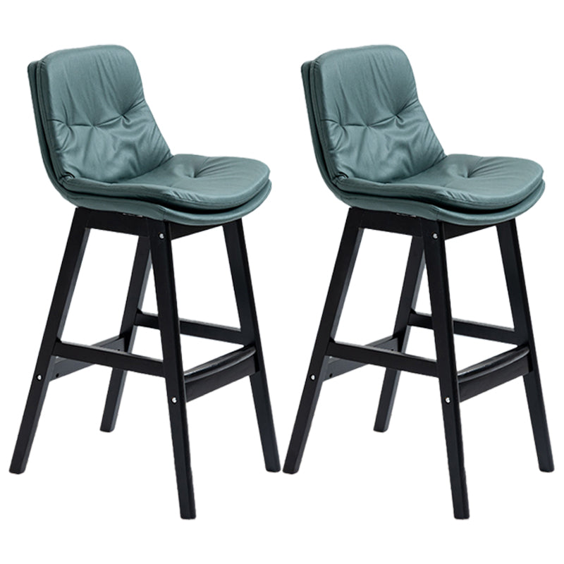 Scandinavian Wood Upholstered Counter Stools Low Back Bar Stools with Footrest Green Black 2 Piece Set Clearhalo 'Bar Furniture' 'Bar Stools' 'bar_stools' 'furn' 'furn_bar_stools' 'furniture_bar_stools' 'Kitchen & Dining Furniture' 'kitchen&dining_furn' 'kitchen' 'kitchen_furn' Furniture' 4290157