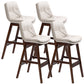 Scandinavian Wood Upholstered Counter Stools Low Back Bar Stools with Footrest White Brown 4 Piece Set Clearhalo 'Bar Furniture' 'Bar Stools' 'bar_stools' 'furn' 'furn_bar_stools' 'furniture_bar_stools' 'Kitchen & Dining Furniture' 'kitchen&dining_furn' 'kitchen' 'kitchen_furn' Furniture' 4290158