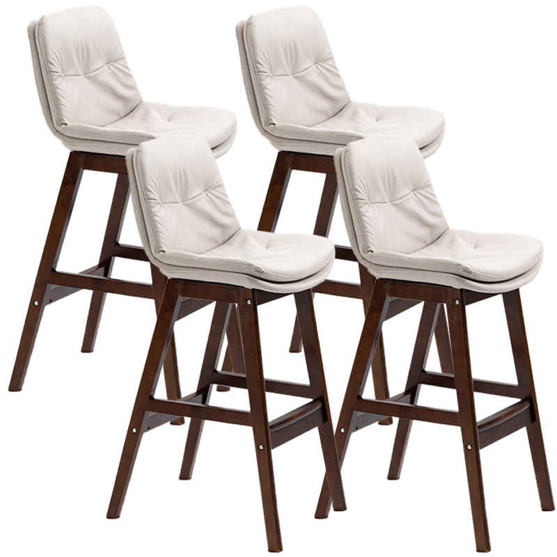 Scandinavian Wood Upholstered Counter Stools Low Back Bar Stools with Footrest White Brown 4 Piece Set Clearhalo 'Bar Furniture' 'Bar Stools' 'bar_stools' 'furn' 'furn_bar_stools' 'furniture_bar_stools' 'Kitchen & Dining Furniture' 'kitchen&dining_furn' 'kitchen' 'kitchen_furn' Furniture' 4290158
