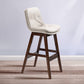 Scandinavian Wood Upholstered Counter Stools Low Back Bar Stools with Footrest White Brown 1 Piece Clearhalo 'Bar Furniture' 'Bar Stools' 'bar_stools' 'furn' 'furn_bar_stools' 'furniture_bar_stools' 'Kitchen & Dining Furniture' 'kitchen&dining_furn' 'kitchen' 'kitchen_furn' Furniture' 4290159