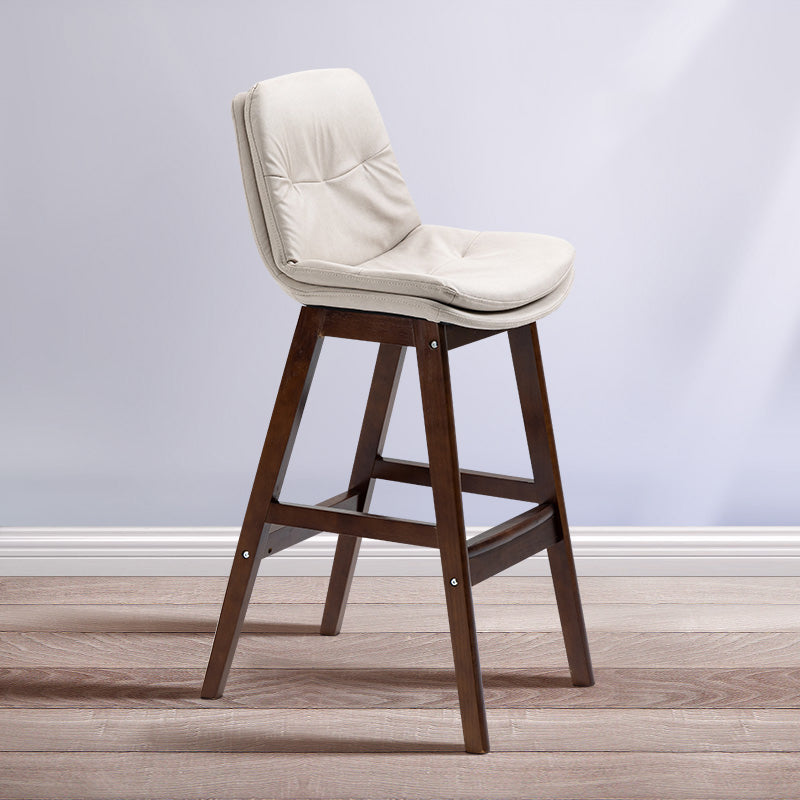 Scandinavian Wood Upholstered Counter Stools Low Back Bar Stools with Footrest White Brown 1 Piece Clearhalo 'Bar Furniture' 'Bar Stools' 'bar_stools' 'furn' 'furn_bar_stools' 'furniture_bar_stools' 'Kitchen & Dining Furniture' 'kitchen&dining_furn' 'kitchen' 'kitchen_furn' Furniture' 4290159