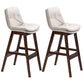 Scandinavian Wood Upholstered Counter Stools Low Back Bar Stools with Footrest White Brown 2 Piece Set Clearhalo 'Bar Furniture' 'Bar Stools' 'bar_stools' 'furn' 'furn_bar_stools' 'furniture_bar_stools' 'Kitchen & Dining Furniture' 'kitchen&dining_furn' 'kitchen' 'kitchen_furn' Furniture' 4290160