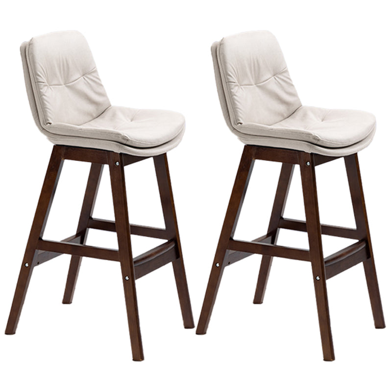 Scandinavian Wood Upholstered Counter Stools Low Back Bar Stools with Footrest White Brown 2 Piece Set Clearhalo 'Bar Furniture' 'Bar Stools' 'bar_stools' 'furn' 'furn_bar_stools' 'furniture_bar_stools' 'Kitchen & Dining Furniture' 'kitchen&dining_furn' 'kitchen' 'kitchen_furn' Furniture' 4290160