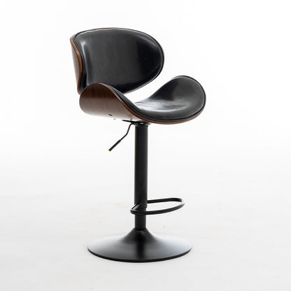 Scandinavian Adjustable Height Swivel Counter Stools Leather Wood Bar Stools (1 Piece) Black Clearhalo 'Bar Furniture' 'Bar Stools' 'bar_stools' 'furn' 'furn_bar_stools' 'furniture_bar_stools' 'Kitchen & Dining Furniture' 'kitchen&dining_furn' 'kitchen' 'kitchen_furn' Furniture' 4290163