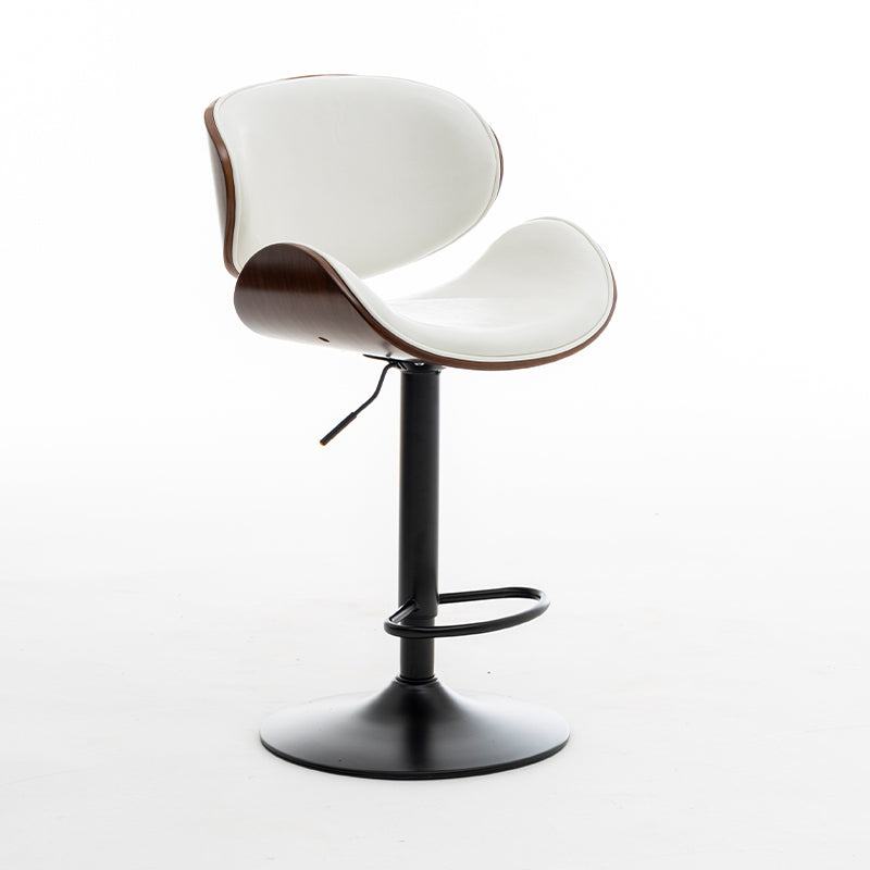 Scandinavian Adjustable Height Swivel Counter Stools Leather Wood Bar Stools (1 Piece) White Clearhalo 'Bar Furniture' 'Bar Stools' 'bar_stools' 'furn' 'furn_bar_stools' 'furniture_bar_stools' 'Kitchen & Dining Furniture' 'kitchen&dining_furn' 'kitchen' 'kitchen_furn' Furniture' 4290166