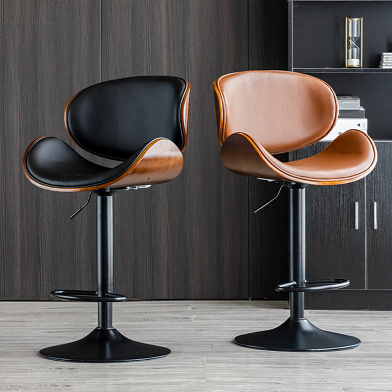 Scandinavian Adjustable Height Swivel Counter Stools Leather Wood Bar Stools (1 Piece) Clearhalo 'Bar Furniture' 'Bar Stools' 'bar_stools' 'furn' 'furn_bar_stools' 'furniture_bar_stools' 'Kitchen & Dining Furniture' 'kitchen&dining_furn' 'kitchen' 'kitchen_furn' Furniture' 4290178