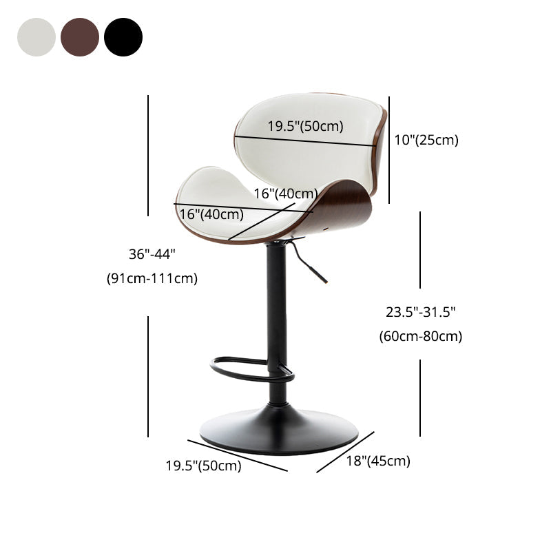 Scandinavian Adjustable Height Swivel Counter Stools Leather Wood Bar Stools (1 Piece) Clearhalo 'Bar Furniture' 'Bar Stools' 'bar_stools' 'furn' 'furn_bar_stools' 'furniture_bar_stools' 'Kitchen & Dining Furniture' 'kitchen&dining_furn' 'kitchen' 'kitchen_furn' Furniture' 4290179