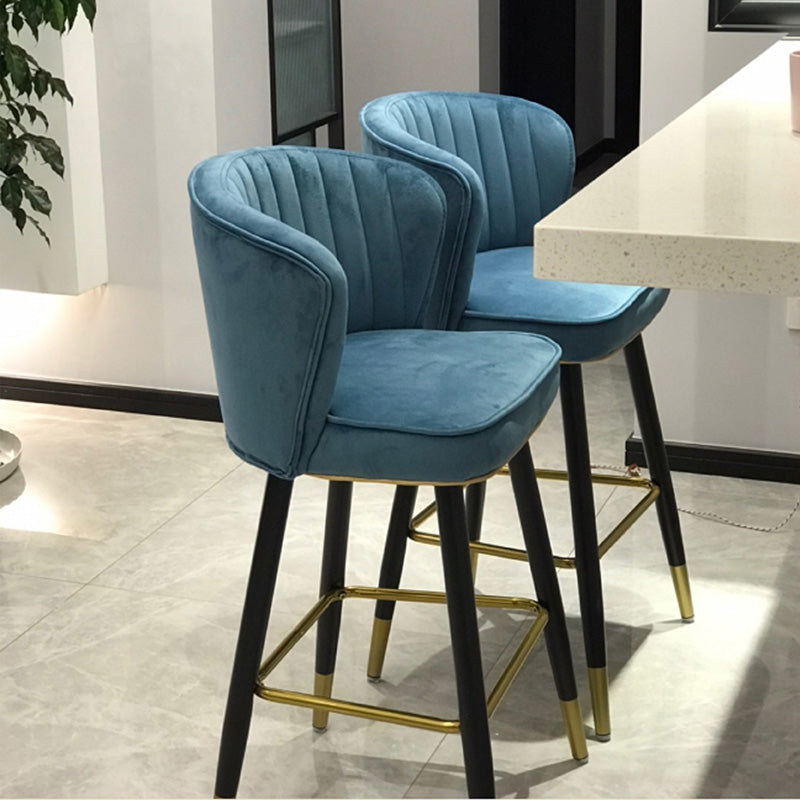 Scandinavian Iron Upholstered Counter Stools Black Low Back Bar Stools with Footrest Clearhalo 'Bar Furniture' 'Bar Stools' 'bar_stools' 'furn' 'furn_bar_stools' 'furniture_bar_stools' 'Kitchen & Dining Furniture' 'kitchen&dining_furn' 'kitchen' 'kitchen_furn' Furniture' 4290180
