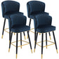 Scandinavian Iron Upholstered Counter Stools Black Low Back Bar Stools with Footrest Dark Blue 4 Piece Set Clearhalo 'Bar Furniture' 'Bar Stools' 'bar_stools' 'furn' 'furn_bar_stools' 'furniture_bar_stools' 'Kitchen & Dining Furniture' 'kitchen&dining_furn' 'kitchen' 'kitchen_furn' Furniture' 4290181