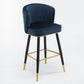 Scandinavian Iron Upholstered Counter Stools Black Low Back Bar Stools with Footrest Dark Blue 1 Piece Clearhalo 'Bar Furniture' 'Bar Stools' 'bar_stools' 'furn' 'furn_bar_stools' 'furniture_bar_stools' 'Kitchen & Dining Furniture' 'kitchen&dining_furn' 'kitchen' 'kitchen_furn' Furniture' 4290182
