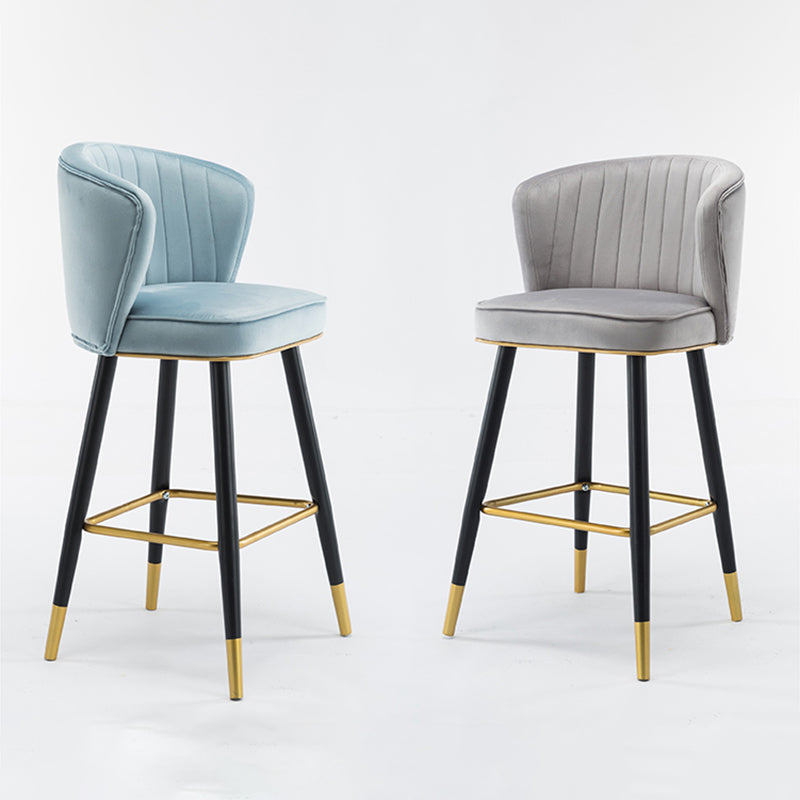 Scandinavian Iron Upholstered Counter Stools Black Low Back Bar Stools with Footrest Clearhalo 'Bar Furniture' 'Bar Stools' 'bar_stools' 'furn' 'furn_bar_stools' 'furniture_bar_stools' 'Kitchen & Dining Furniture' 'kitchen&dining_furn' 'kitchen' 'kitchen_furn' Furniture' 4290183