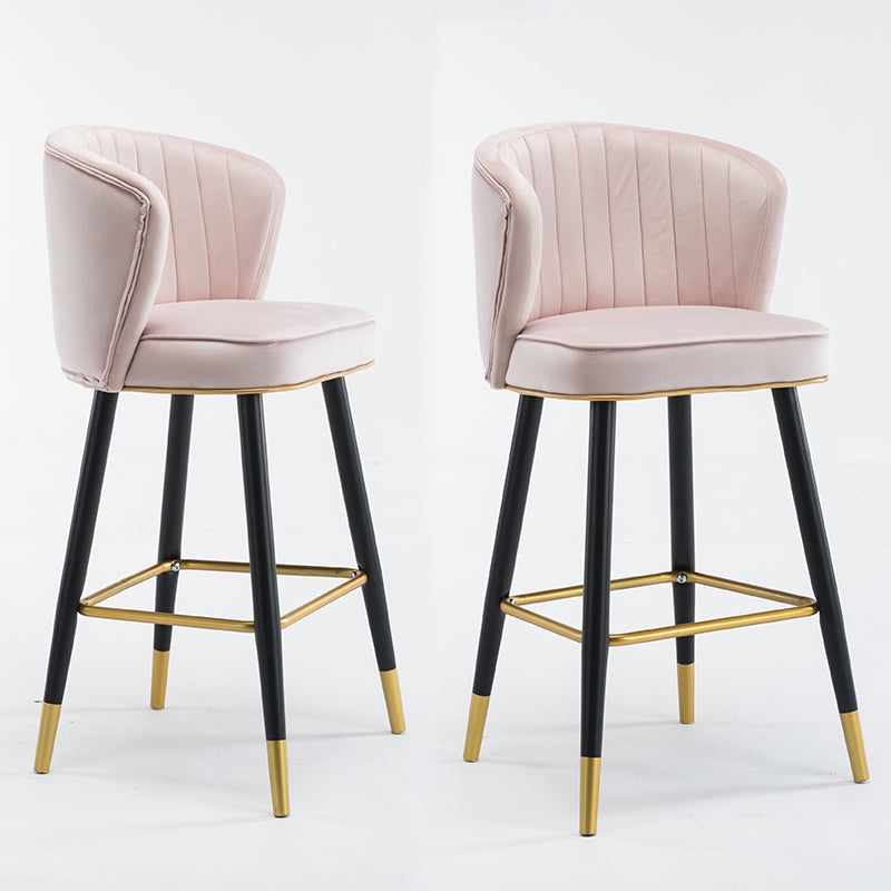 Scandinavian Iron Upholstered Counter Stools Black Low Back Bar Stools with Footrest Clearhalo 'Bar Furniture' 'Bar Stools' 'bar_stools' 'furn' 'furn_bar_stools' 'furniture_bar_stools' 'Kitchen & Dining Furniture' 'kitchen&dining_furn' 'kitchen' 'kitchen_furn' Furniture' 4290184