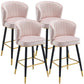 Scandinavian Iron Upholstered Counter Stools Black Low Back Bar Stools with Footrest Light Pink 4 Piece Set Clearhalo 'Bar Furniture' 'Bar Stools' 'bar_stools' 'furn' 'furn_bar_stools' 'furniture_bar_stools' 'Kitchen & Dining Furniture' 'kitchen&dining_furn' 'kitchen' 'kitchen_furn' Furniture' 4290186