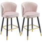 Scandinavian Iron Upholstered Counter Stools Black Low Back Bar Stools with Footrest Light Pink 2 Piece Set Clearhalo 'Bar Furniture' 'Bar Stools' 'bar_stools' 'furn' 'furn_bar_stools' 'furniture_bar_stools' 'Kitchen & Dining Furniture' 'kitchen&dining_furn' 'kitchen' 'kitchen_furn' Furniture' 4290191