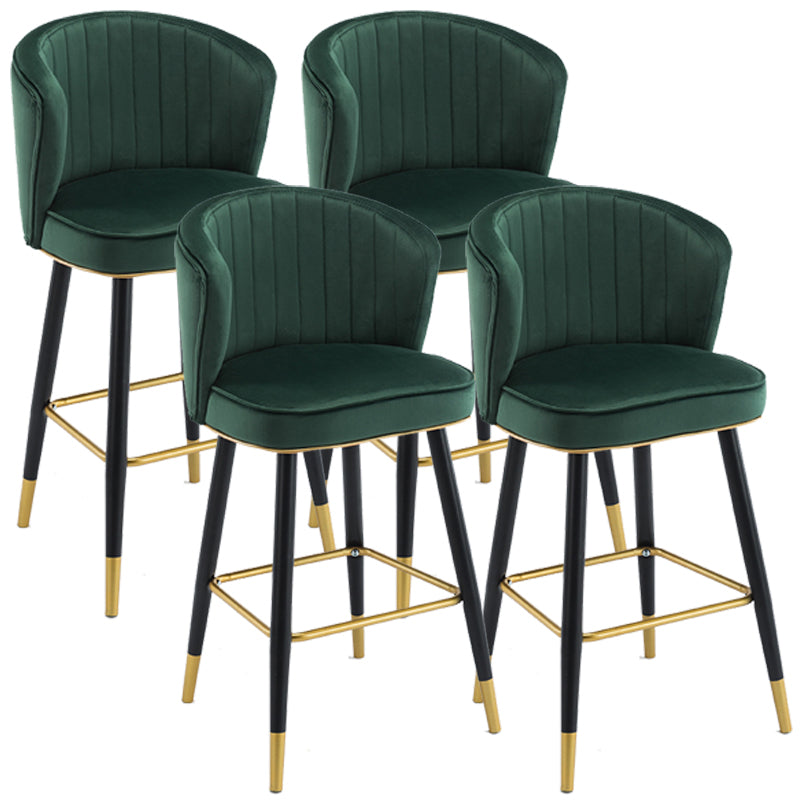 Scandinavian Iron Upholstered Counter Stools Black Low Back Bar Stools with Footrest Green 4 Piece Set Clearhalo 'Bar Furniture' 'Bar Stools' 'bar_stools' 'furn' 'furn_bar_stools' 'furniture_bar_stools' 'Kitchen & Dining Furniture' 'kitchen&dining_furn' 'kitchen' 'kitchen_furn' Furniture' 4290193