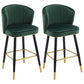 Scandinavian Iron Upholstered Counter Stools Black Low Back Bar Stools with Footrest Green 2 Piece Set Clearhalo 'Bar Furniture' 'Bar Stools' 'bar_stools' 'furn' 'furn_bar_stools' 'furniture_bar_stools' 'Kitchen & Dining Furniture' 'kitchen&dining_furn' 'kitchen' 'kitchen_furn' Furniture' 4290196