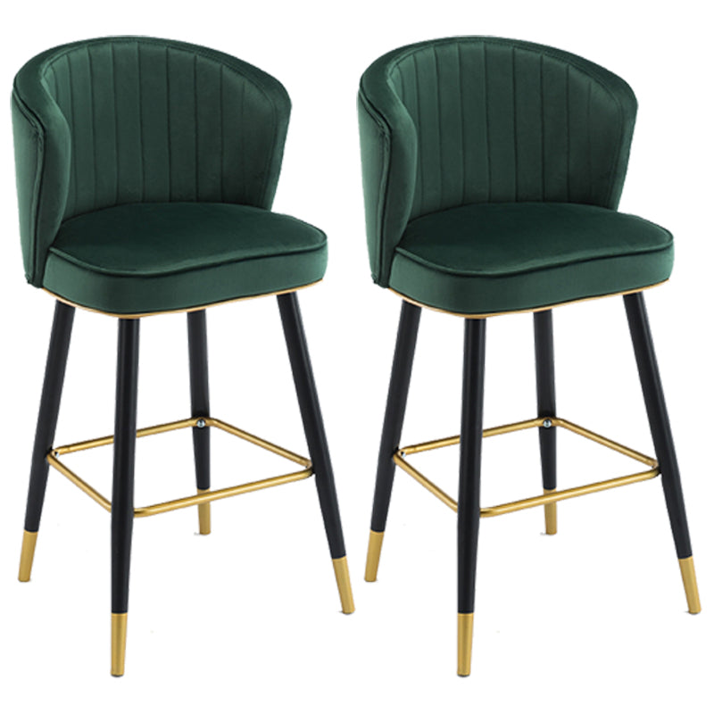 Scandinavian Iron Upholstered Counter Stools Black Low Back Bar Stools with Footrest Green 2 Piece Set Clearhalo 'Bar Furniture' 'Bar Stools' 'bar_stools' 'furn' 'furn_bar_stools' 'furniture_bar_stools' 'Kitchen & Dining Furniture' 'kitchen&dining_furn' 'kitchen' 'kitchen_furn' Furniture' 4290196