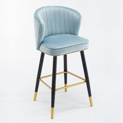 Scandinavian Iron Upholstered Counter Stools Black Low Back Bar Stools with Footrest Light Blue 1 Piece Clearhalo 'Bar Furniture' 'Bar Stools' 'bar_stools' 'furn' 'furn_bar_stools' 'furniture_bar_stools' 'Kitchen & Dining Furniture' 'kitchen&dining_furn' 'kitchen' 'kitchen_furn' Furniture' 4290200