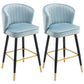 Scandinavian Iron Upholstered Counter Stools Black Low Back Bar Stools with Footrest Light Blue 2 Piece Set Clearhalo 'Bar Furniture' 'Bar Stools' 'bar_stools' 'furn' 'furn_bar_stools' 'furniture_bar_stools' 'Kitchen & Dining Furniture' 'kitchen&dining_furn' 'kitchen' 'kitchen_furn' Furniture' 4290201