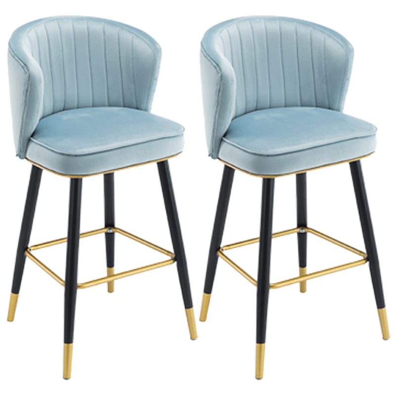 Scandinavian Iron Upholstered Counter Stools Black Low Back Bar Stools with Footrest Light Blue 2 Piece Set Clearhalo 'Bar Furniture' 'Bar Stools' 'bar_stools' 'furn' 'furn_bar_stools' 'furniture_bar_stools' 'Kitchen & Dining Furniture' 'kitchen&dining_furn' 'kitchen' 'kitchen_furn' Furniture' 4290201