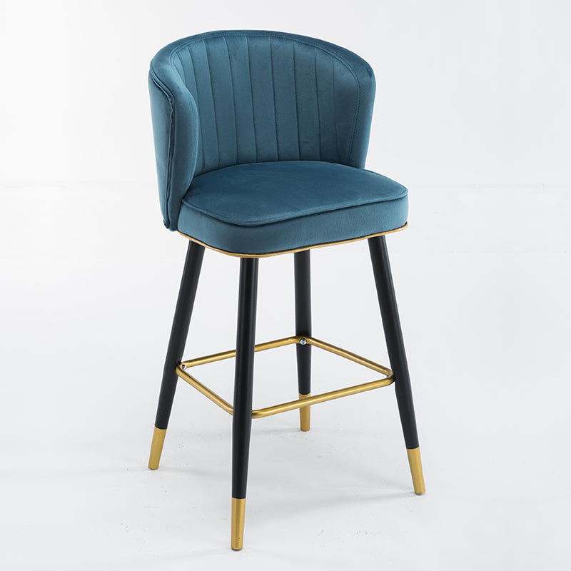 Scandinavian Iron Upholstered Counter Stools Black Low Back Bar Stools with Footrest Royal Blue 1 Piece Clearhalo 'Bar Furniture' 'Bar Stools' 'bar_stools' 'furn' 'furn_bar_stools' 'furniture_bar_stools' 'Kitchen & Dining Furniture' 'kitchen&dining_furn' 'kitchen' 'kitchen_furn' Furniture' 4290203