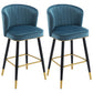 Scandinavian Iron Upholstered Counter Stools Black Low Back Bar Stools with Footrest Royal Blue 2 Piece Set Clearhalo 'Bar Furniture' 'Bar Stools' 'bar_stools' 'furn' 'furn_bar_stools' 'furniture_bar_stools' 'Kitchen & Dining Furniture' 'kitchen&dining_furn' 'kitchen' 'kitchen_furn' Furniture' 4290204