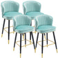 Scandinavian Iron Upholstered Counter Stools Black Low Back Bar Stools with Footrest Blue 4 Piece Set Clearhalo 'Bar Furniture' 'Bar Stools' 'bar_stools' 'furn' 'furn_bar_stools' 'furniture_bar_stools' 'Kitchen & Dining Furniture' 'kitchen&dining_furn' 'kitchen' 'kitchen_furn' Furniture' 4290205