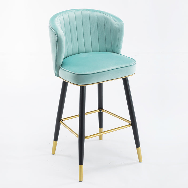 Scandinavian Iron Upholstered Counter Stools Black Low Back Bar Stools with Footrest Blue 1 Piece Clearhalo 'Bar Furniture' 'Bar Stools' 'bar_stools' 'furn' 'furn_bar_stools' 'furniture_bar_stools' 'Kitchen & Dining Furniture' 'kitchen&dining_furn' 'kitchen' 'kitchen_furn' Furniture' 4290206