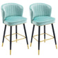 Scandinavian Iron Upholstered Counter Stools Black Low Back Bar Stools with Footrest Blue 2 Piece Set Clearhalo 'Bar Furniture' 'Bar Stools' 'bar_stools' 'furn' 'furn_bar_stools' 'furniture_bar_stools' 'Kitchen & Dining Furniture' 'kitchen&dining_furn' 'kitchen' 'kitchen_furn' Furniture' 4290207