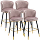 Scandinavian Iron Upholstered Counter Stools Black Low Back Bar Stools with Footrest Pink 4 Piece Set Clearhalo 'Bar Furniture' 'Bar Stools' 'bar_stools' 'furn' 'furn_bar_stools' 'furniture_bar_stools' 'Kitchen & Dining Furniture' 'kitchen&dining_furn' 'kitchen' 'kitchen_furn' Furniture' 4290208