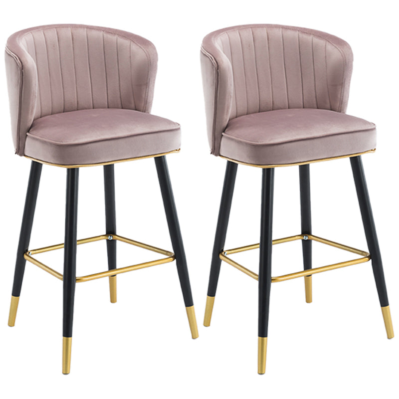 Scandinavian Iron Upholstered Counter Stools Black Low Back Bar Stools with Footrest Pink 2 Piece Set Clearhalo 'Bar Furniture' 'Bar Stools' 'bar_stools' 'furn' 'furn_bar_stools' 'furniture_bar_stools' 'Kitchen & Dining Furniture' 'kitchen&dining_furn' 'kitchen' 'kitchen_furn' Furniture' 4290210