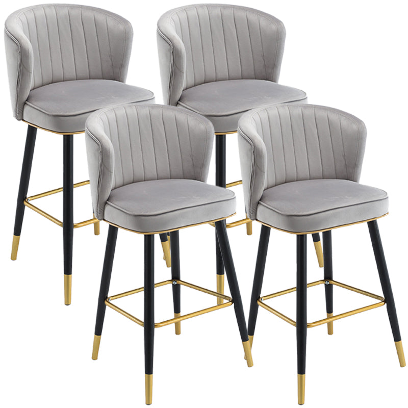 Scandinavian Iron Upholstered Counter Stools Black Low Back Bar Stools with Footrest Grey 4 Piece Set Clearhalo 'Bar Furniture' 'Bar Stools' 'bar_stools' 'furn' 'furn_bar_stools' 'furniture_bar_stools' 'Kitchen & Dining Furniture' 'kitchen&dining_furn' 'kitchen' 'kitchen_furn' Furniture' 4290211