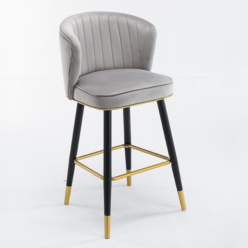 Scandinavian Iron Upholstered Counter Stools Black Low Back Bar Stools with Footrest Grey 1 Piece Clearhalo 'Bar Furniture' 'Bar Stools' 'bar_stools' 'furn' 'furn_bar_stools' 'furniture_bar_stools' 'Kitchen & Dining Furniture' 'kitchen&dining_furn' 'kitchen' 'kitchen_furn' Furniture' 4290212